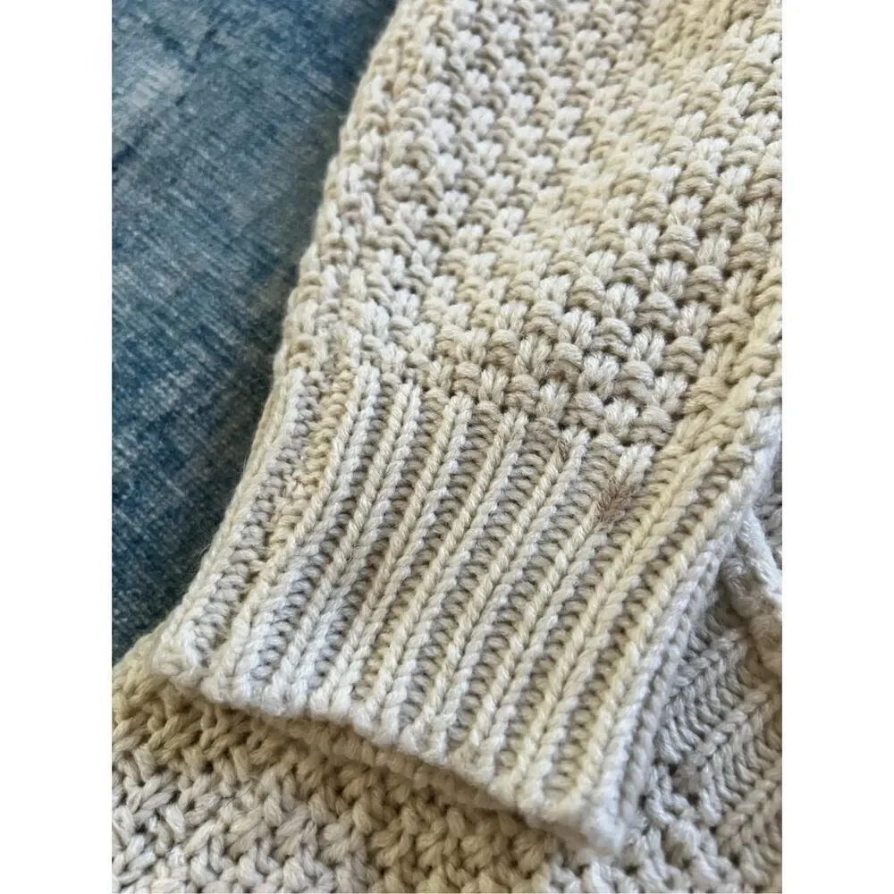 Reborn J Ivory Cable Knit Open Front Cardigan Women's Large